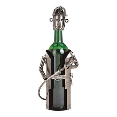 Bottle holder for wine bottle fireman made of metal black (W / H / D) 14x24x15cm