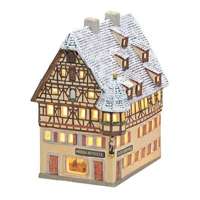 Casa de la linterna Marien-Apotheke Rothenburg con nieve de porcelana