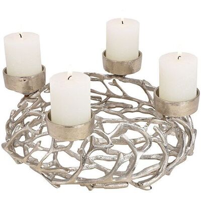 Advent wreath, candle holder made of metal silver (W/H/D) 38x15x38cm