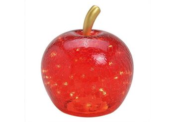Pomme avec 40 LED, avec minuterie, en verre rouge (L / H / P) 27x30x27cm