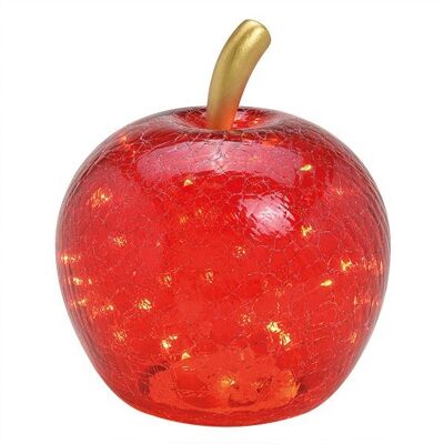 Apple con 40 LED, con timer, in vetro rosso (L/A/P) 27x30x27cm