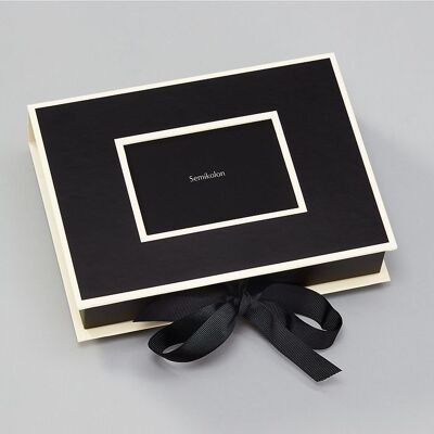 Caja para fotografías pequeña con ventana deslizable, negra