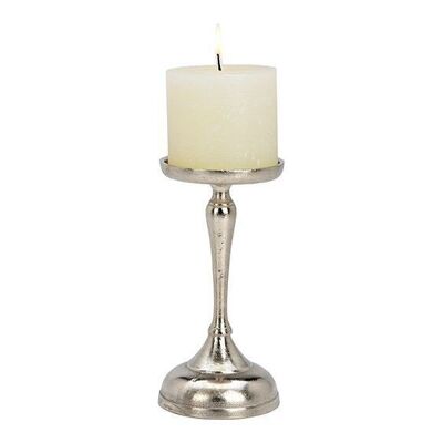 Metal candle holder silver (W / H / D) 11x23x11cm