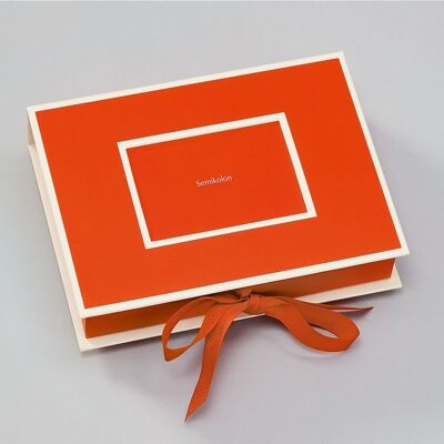 Caja para fotos pequeña con ventana insertable, naranja
