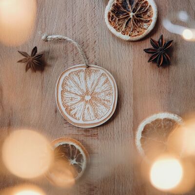 The wooden Christmas orange to hang - Christmas tree ornament