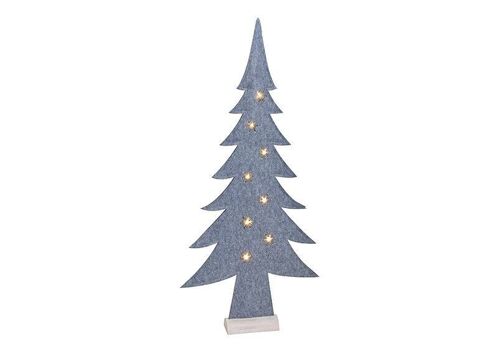 Tannenbaum auf Holzstamm mit Licht aus Filz Grau (B/H/T) 49x105x8cm