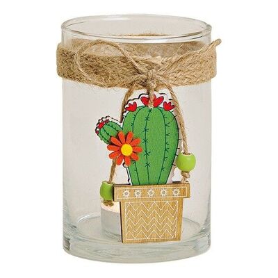Lanterna con ciondolo cactus in vetro trasparente (L/A/P) 7x10x7cm