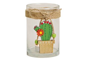 Lanterne avec pendentif cactus en verre transparent (L / H / P) 7x10x7cm