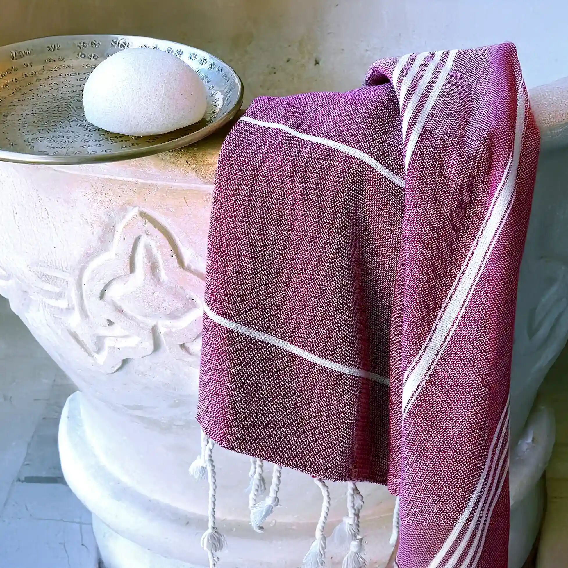 Fouta-Handtuch aus Bio-Baumwolle – Bordeaux – 50 x 100/100 x 200 cm – Hammam-Kollektion