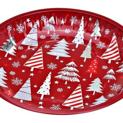 Assiette décorative sapin de Noël en métal rouge (L/H/P) 25x3x25cm