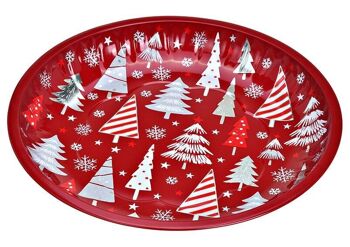 Assiette décorative sapin de Noël en métal rouge (L/H/P) 25x3x25cm