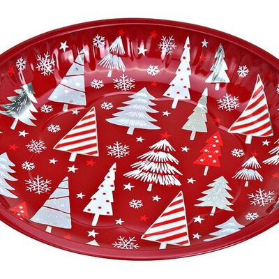 Plato decorativo Árbol de Navidad de metal rojo (An/Al/Pr) 25x3x25cm