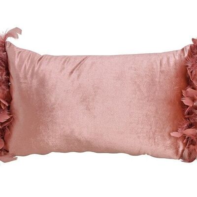 Cuscini con piume in tessuto rosa/rosa (L/A) 50x30cm