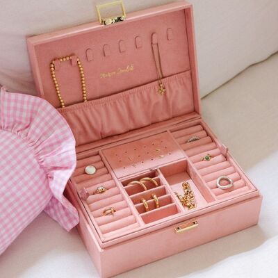 Louise Velvet Jewelry Box - Pink