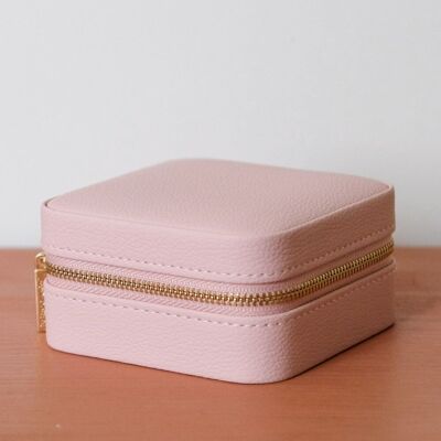 Corinne leather travel jewelry box - Pink