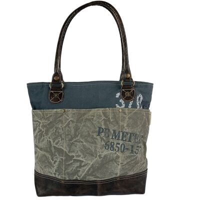 Bolso de mujer Sunsa. Bolso bandolera elaborado en lona y piel. Bolso de estilo retro vintage. Bolso shopper grande para mujer como bolso de fin de semana.