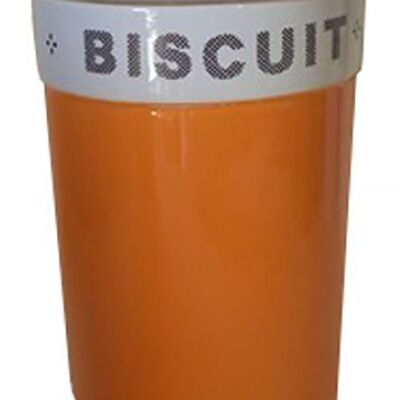 Ceramic biscuit tin in orange color. Dimension: 13x13x19cm LA-992OR