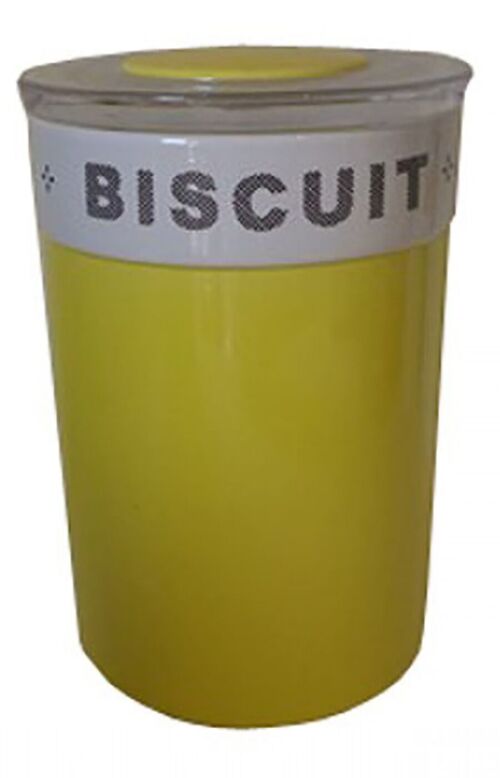 Ceramic biscuit tin in yellow. Dimension: 13x13x19cm LA-992YE