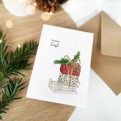 Christmas card - Happy Holidays | Watercolor greeting card