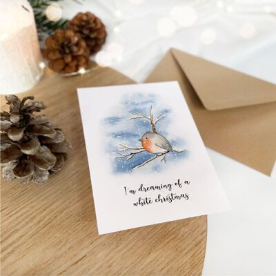 Cartolina di Natale - Sogno un bianco Natale | Uccello