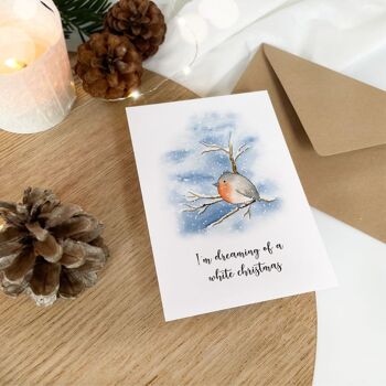 Carte de Noël - Je rêve d'un Noël blanc | Oiseau 3