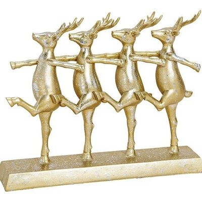 Hirsch Ballet Gruppo di danza per 4 persone in oro policromo (L / A / P) 30x24x7cm