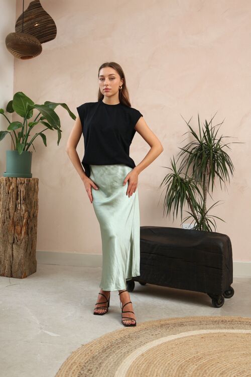 Bestselling Luxe Sage Satin Skirt