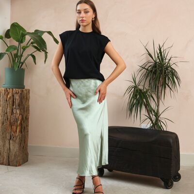 Bestselling Luxe Sage Satin Skirt