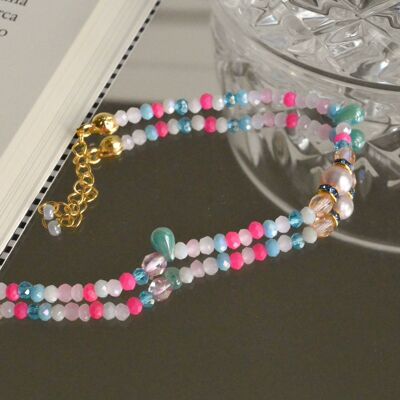 Bracelet perlé esthétique avec perle naturelle, bracelet d'été pour elle