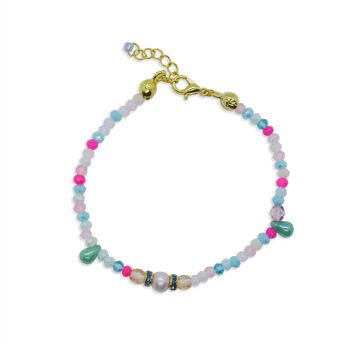 Bracelet perlé esthétique avec perle naturelle, bracelet d'été pour elle 2