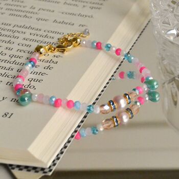 Bracelet perlé esthétique avec perle naturelle, bracelet d'été pour elle 3