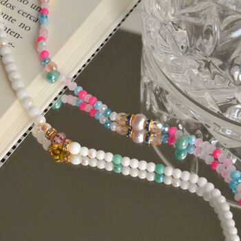 Bracelet perlé esthétique avec perle naturelle, bracelet d'été pour elle 5