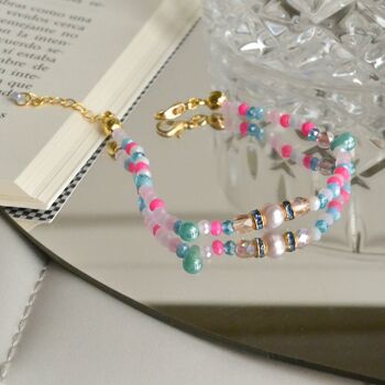 Bracelet perlé esthétique avec perle naturelle, bracelet d'été pour elle 6