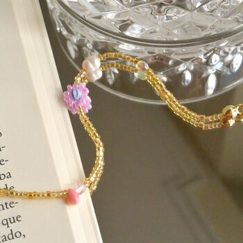 Bracelet floral de perles de graines, bracelet de fleurs Dainty 3