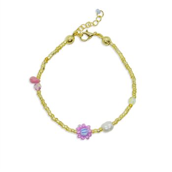 Bracelet floral de perles de graines, bracelet de fleurs Dainty 2