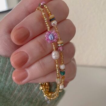 Bracelet floral de perles de graines, bracelet de fleurs Dainty 4