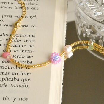 Bracelet floral de perles de graines, bracelet de fleurs Dainty 5