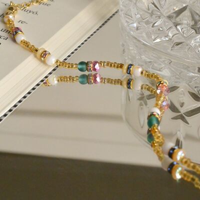 Bracelet perles d'or plaqué or, bracelet mignon pour femme