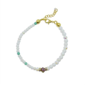 Bracelet de perles blanches délicat, bijoux en perles de cristal 2