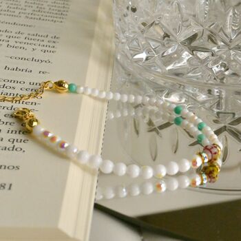 Bracelet de perles blanches délicat, bijoux en perles de cristal 3