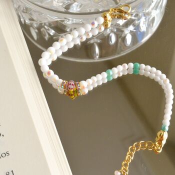 Bracelet de perles blanches délicat, bijoux en perles de cristal 6