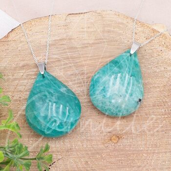 Pendentif Pierre Plate Goutte Amazonite AA 35 à 45mm (1 PIECE)