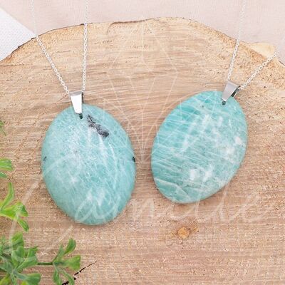 Amazonite Flat Oval Stone Pendant A 35 to 45mm (1 PIECE)