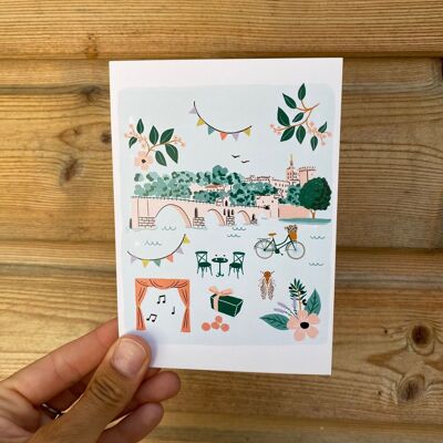 Postkarte Avignon Illustration