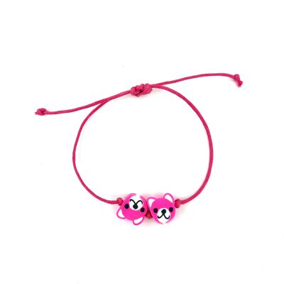 pulsera infantil sostenible oso rosa - hecha a mano en Nepal