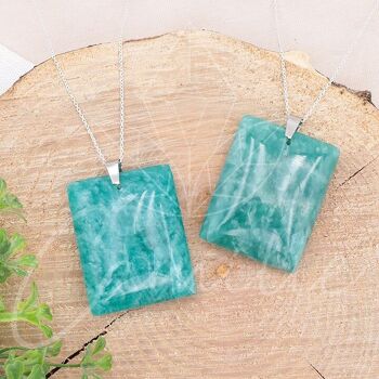 Pendentif Pierre Plate Rectangle Amazonite AA 35 à 45mm (1 PIECE)