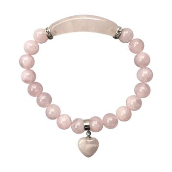 Bracelet Cœur & Barre, Quartz Rose 1