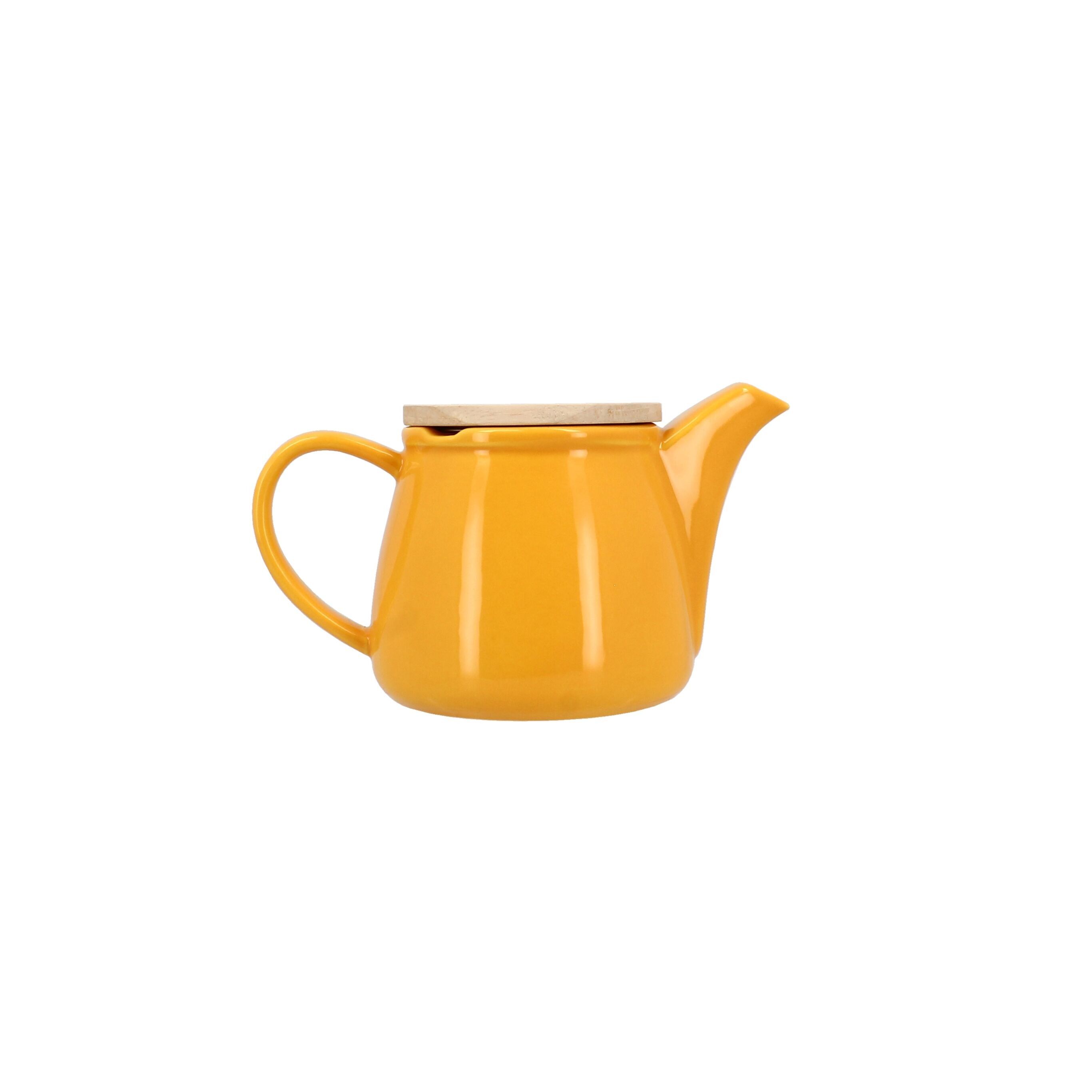 Buy wholesale Anna teapot 500ml in yellow stoneware with bamboo lid