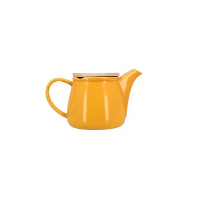 Anna teapot 500ml in yellow stoneware with bamboo lid