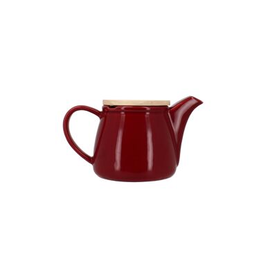 Anna teapot 500ml in magenta stoneware with bamboo lid